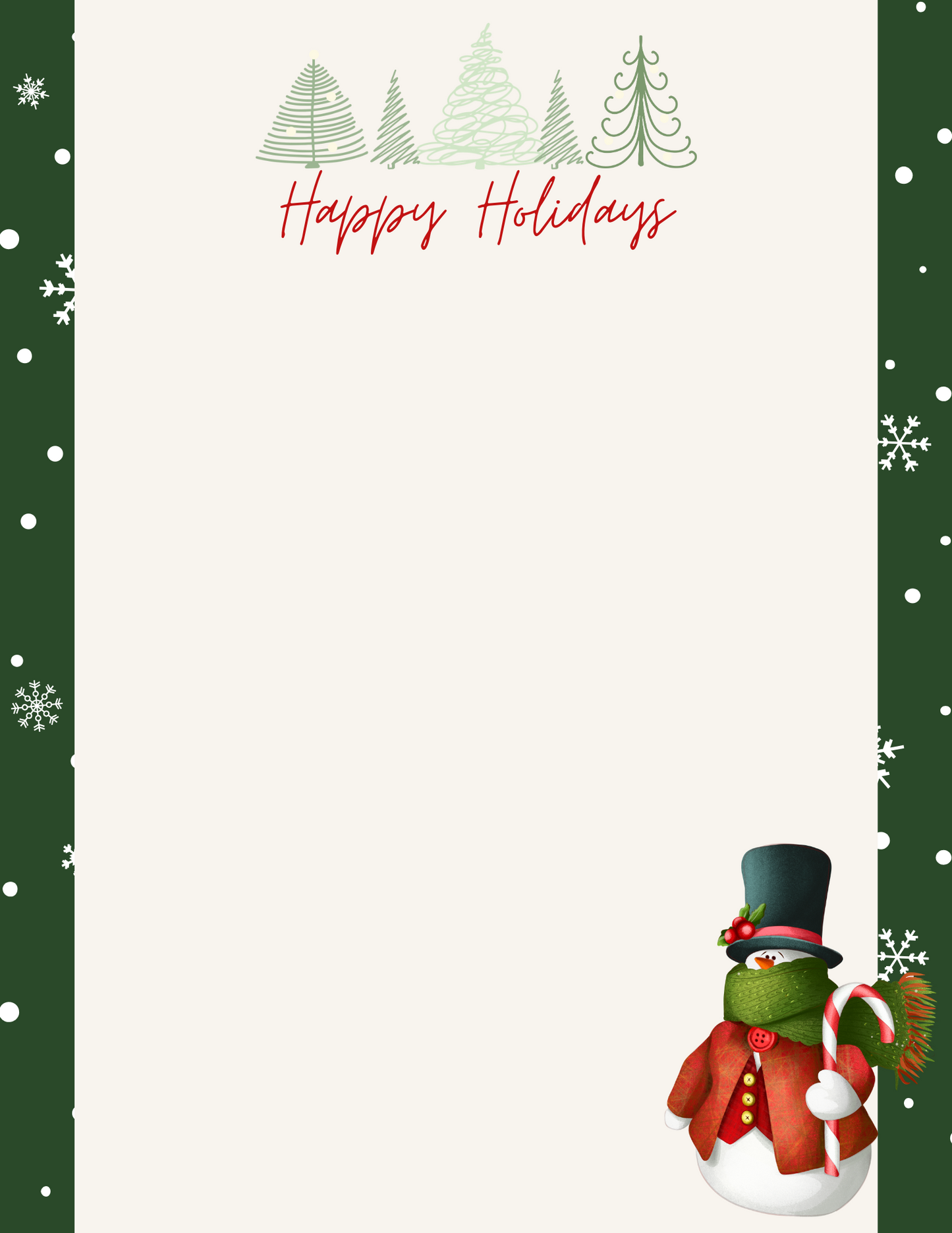 Happy Holidays with Snowman | Letter