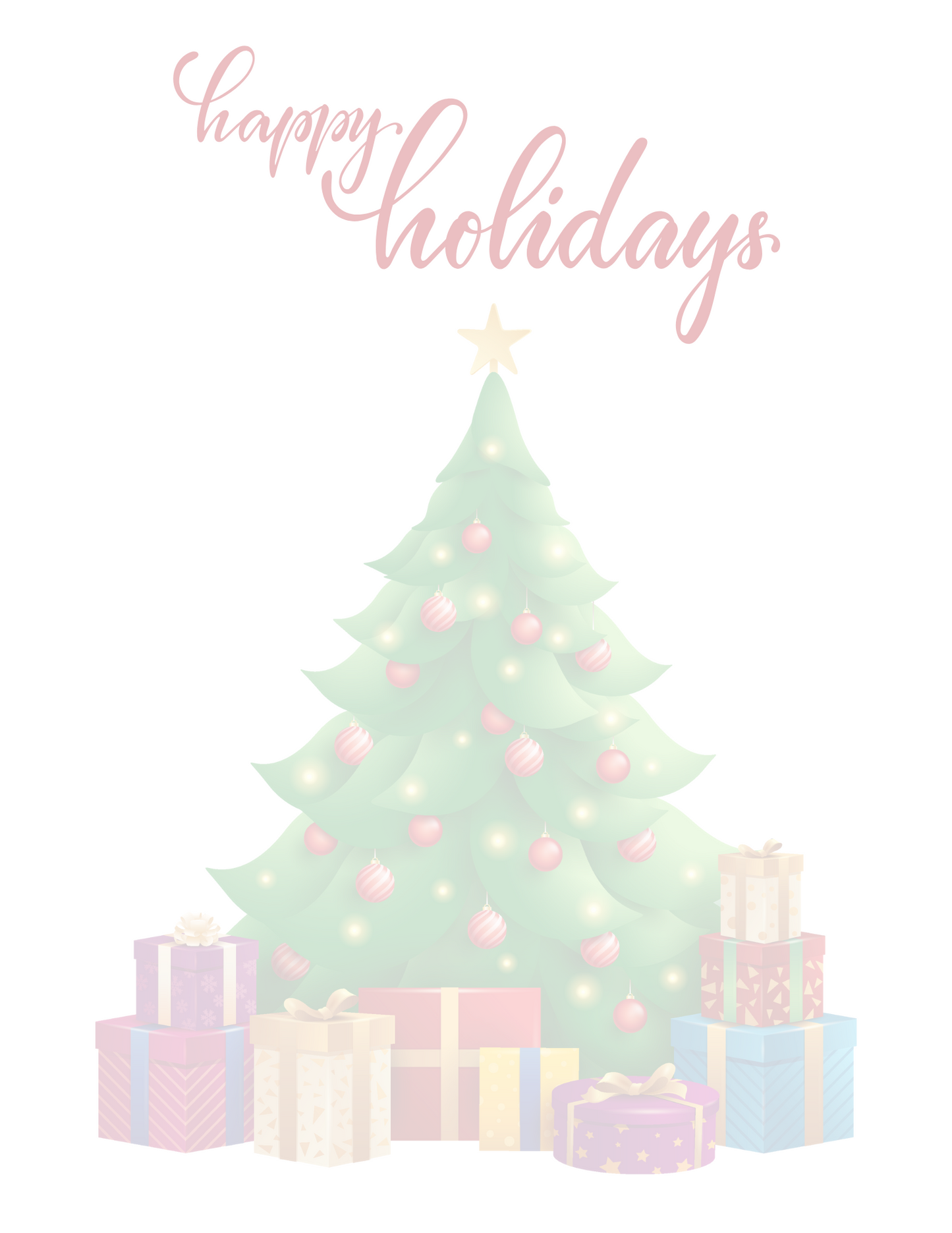 Happy Holidays with Tree and Presents | Letter