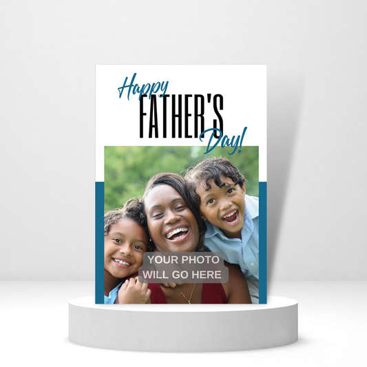 Happy Father's Day (Blue & White) | Father's Day Photo Card