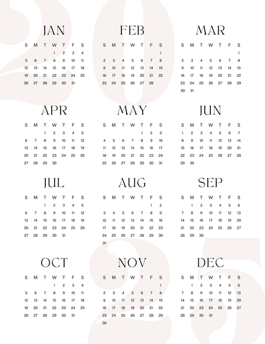 Soothing Neutral | 12-Month 2025 Calendar