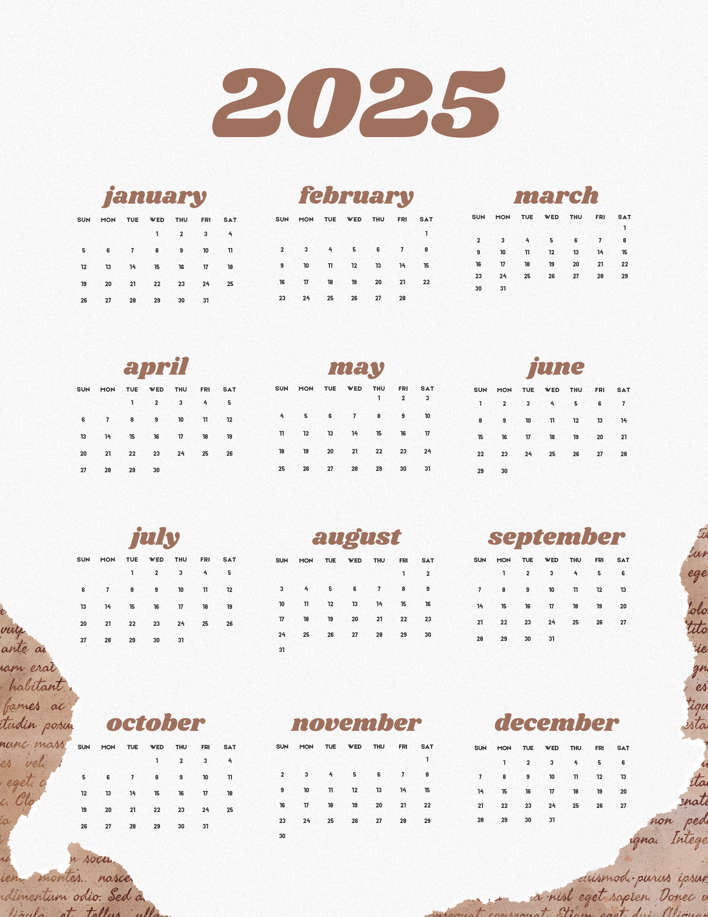 Scrapbook Vibes | 12-Month 2025 Calendar