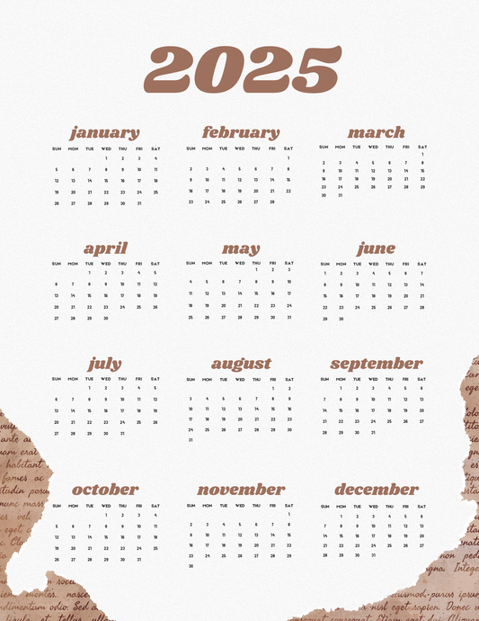 Scrapbook Vibes | 12-Month 2025 Calendar