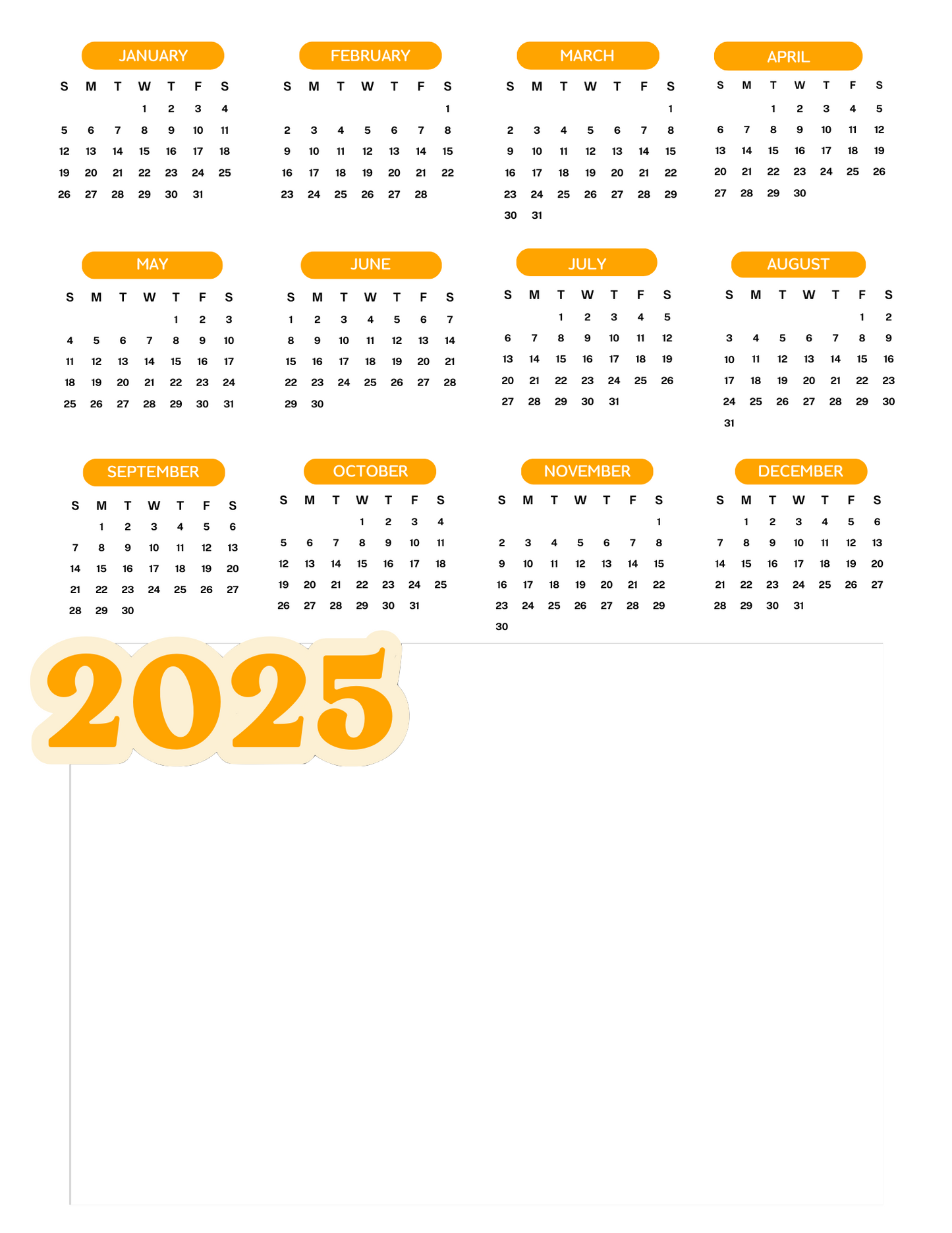 Personalized 2025 Photo Calendar - Bubble Numbers