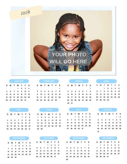 Personalized 2025 Photo Calendar - Baby Blue