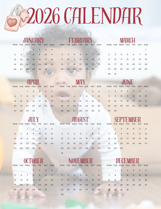 Full Photo (Love Lock) | 12-Month 2026 Photo Calendar