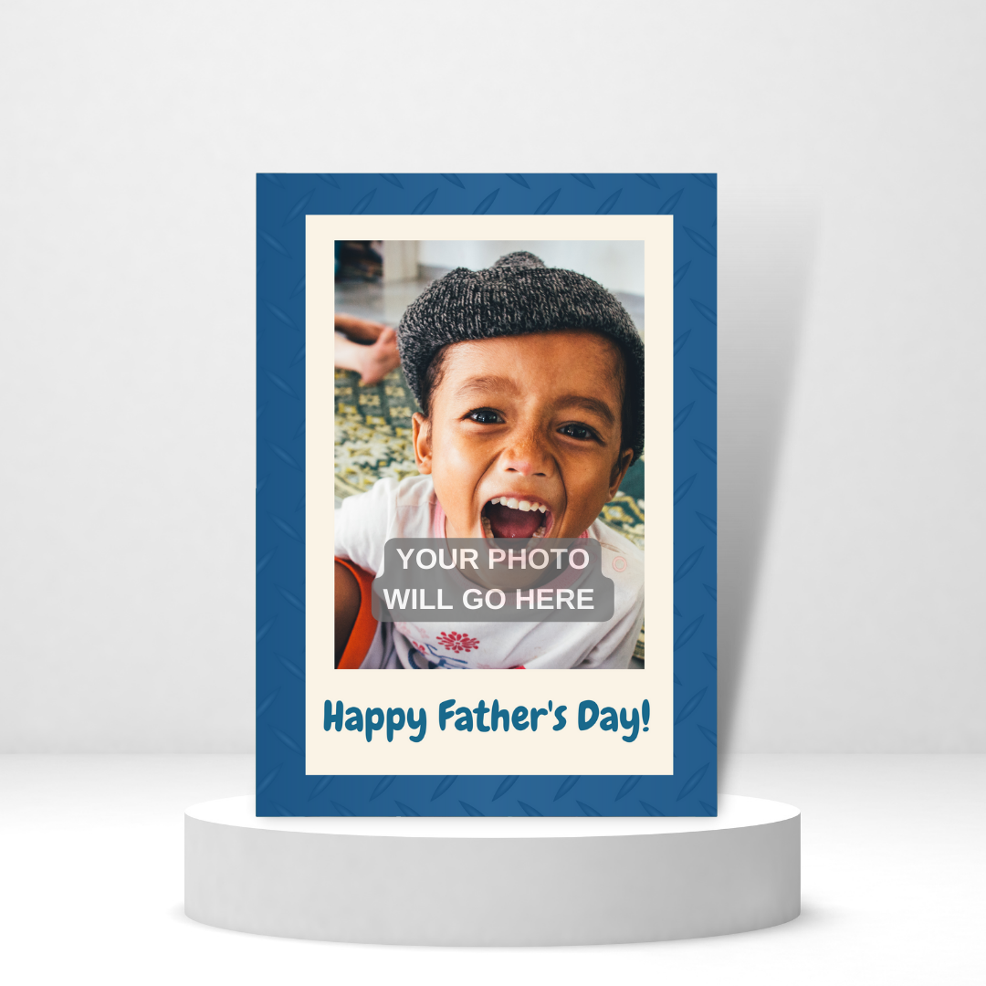 Happy Father's Day Photo Card - Blue Border
