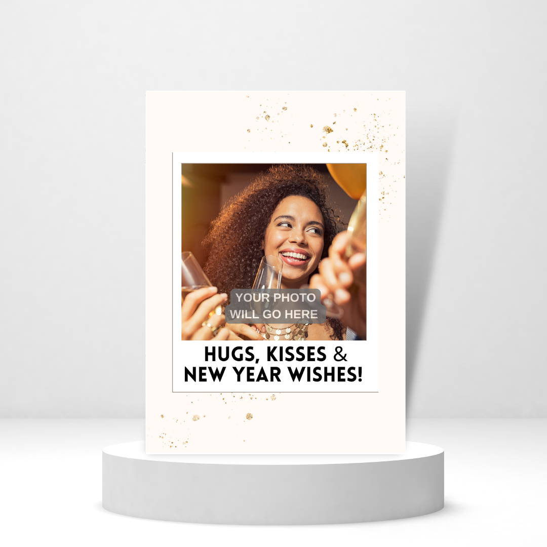 Hugs, Kisses, & New Year Wishes | New Year Photo Card