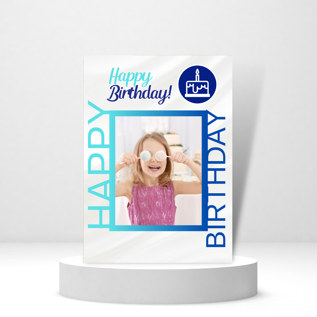 Happy Birthday (Blue) | Birthday Photo Card