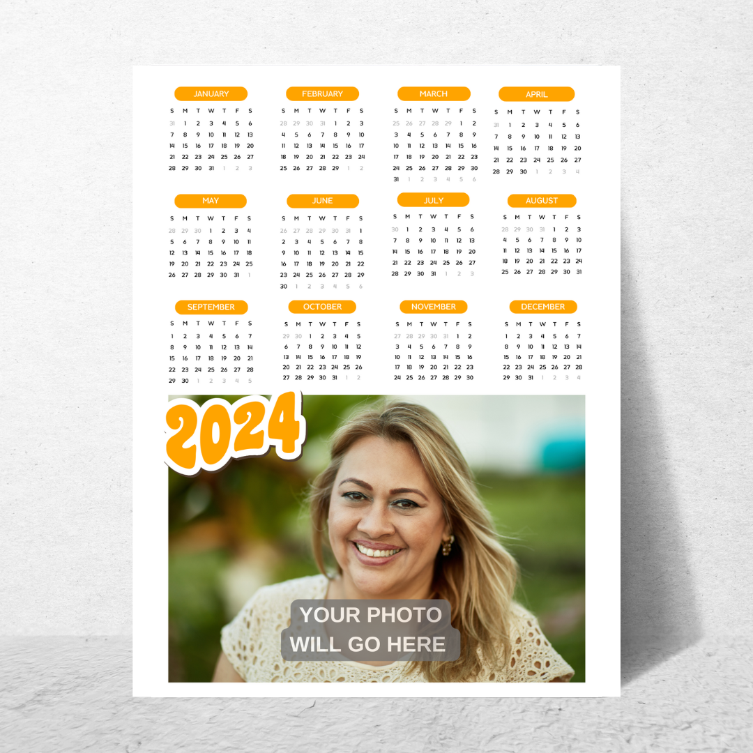 (8.5x11) Personalized 2024 Photo Calendar for Someone in Jail or Prison