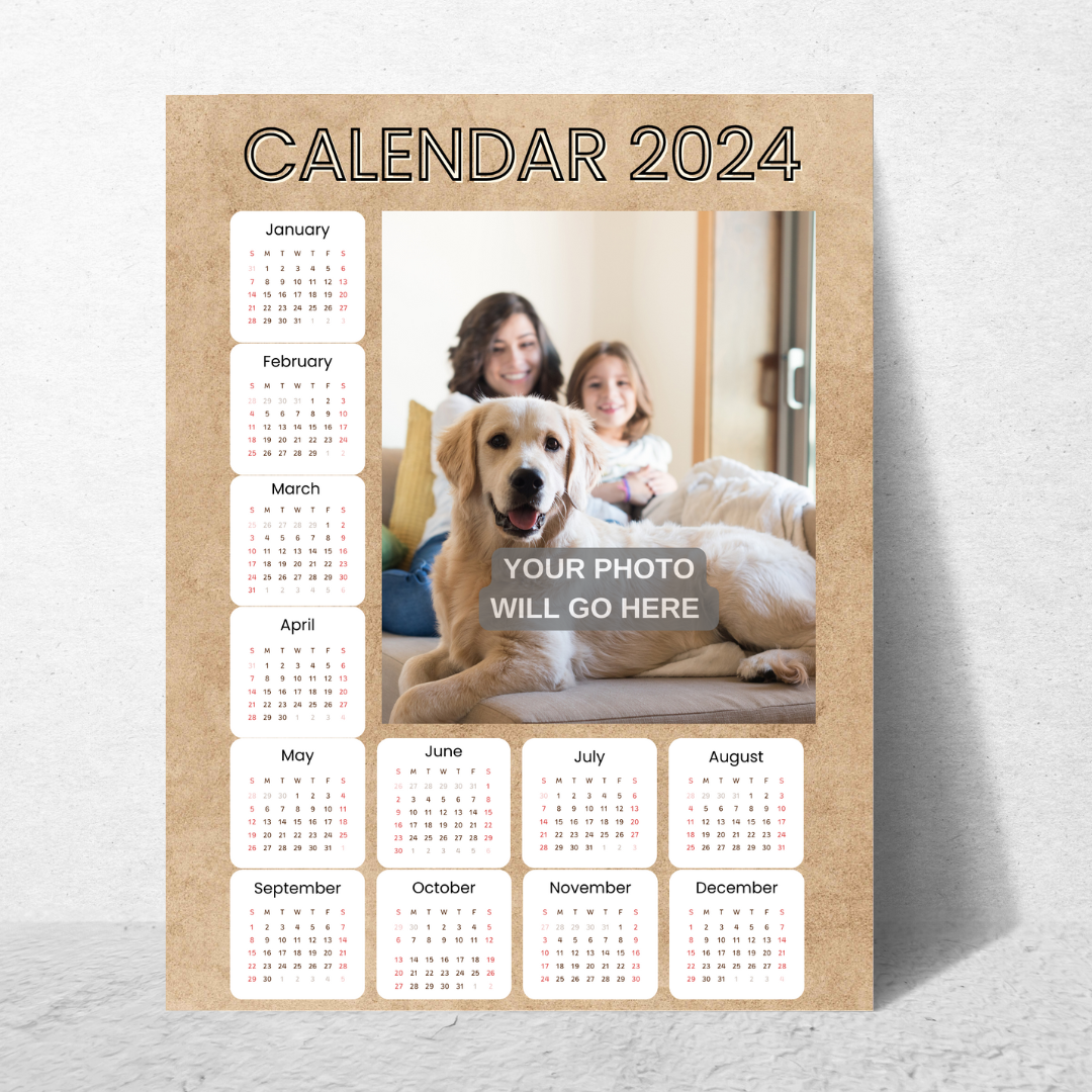 (8.5x11) Personalized 2024 Photo Calendar for Someone in Jail or Prison