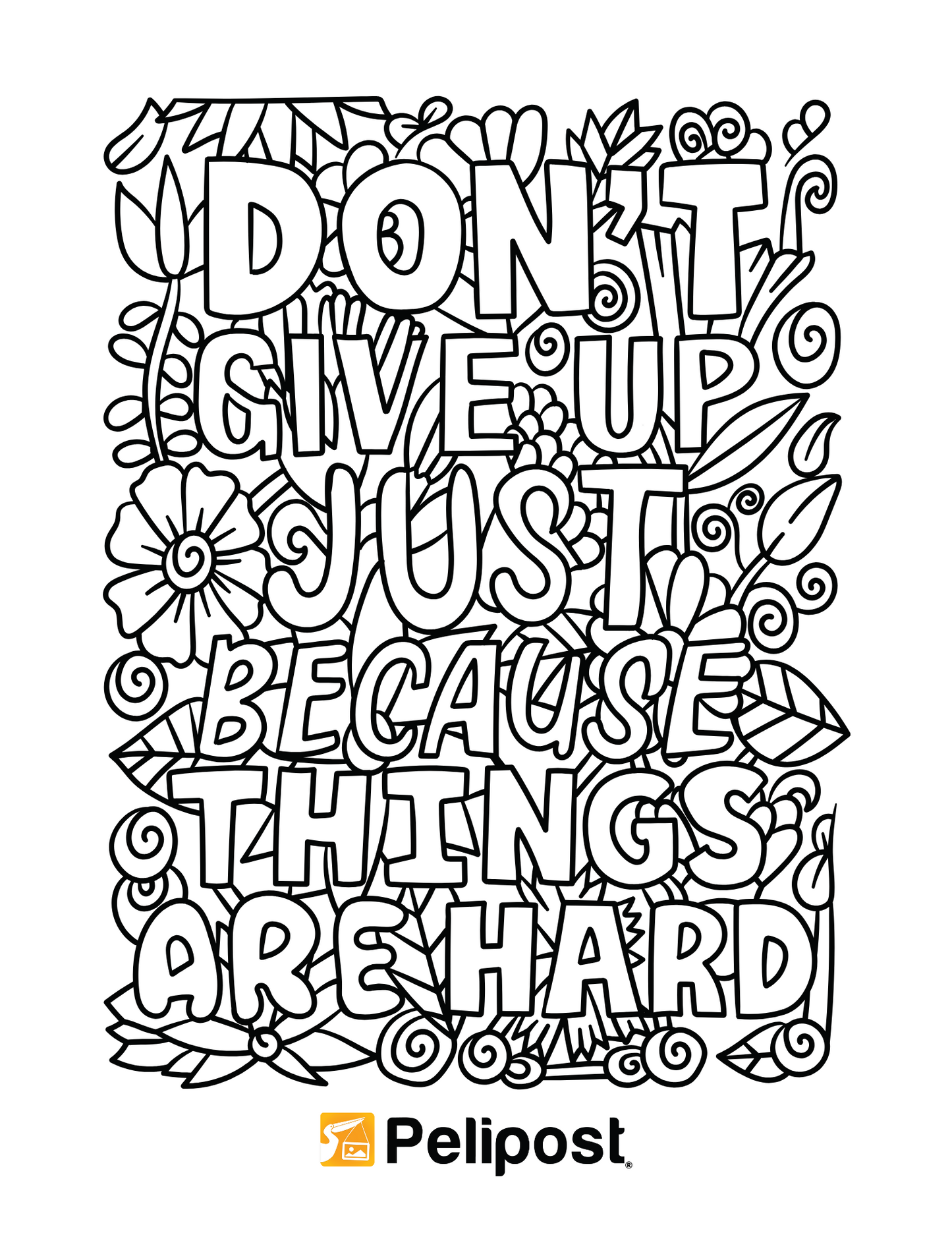 Don't Give Up Coloring Page | FREE Digital Download
