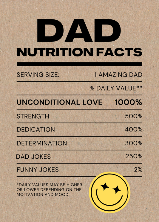 Dad Nutrition Facts | Funny Father's Day Card