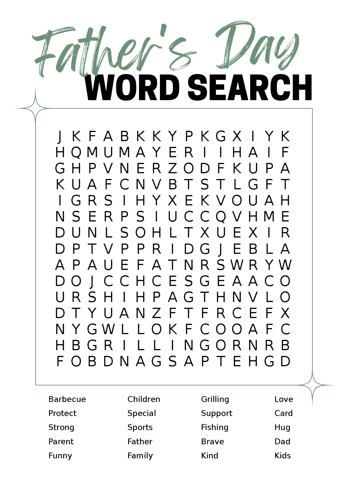 Father's Day Word Search
