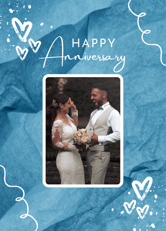 Happy Anniversary (Blue) | Anniversary Photo Card