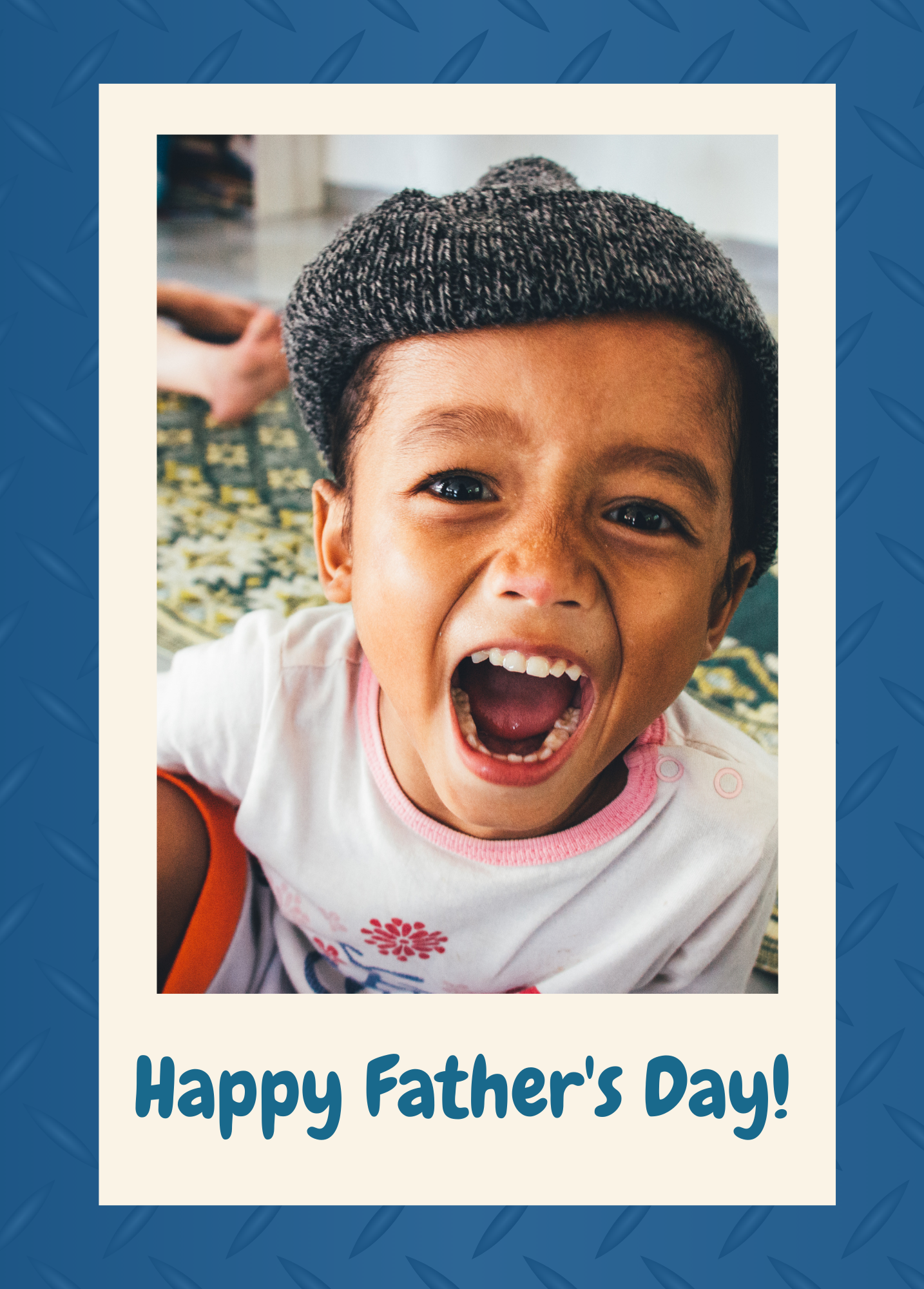 Happy Father's Day Photo Card - Blue Border