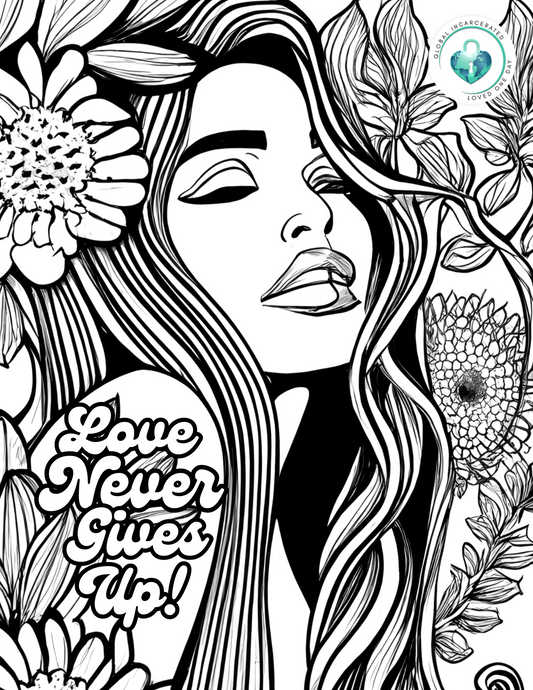 Love Never Gives Up Girl | Global Incarcerated Loved One Day | FREE Digital Download | Coloring Page