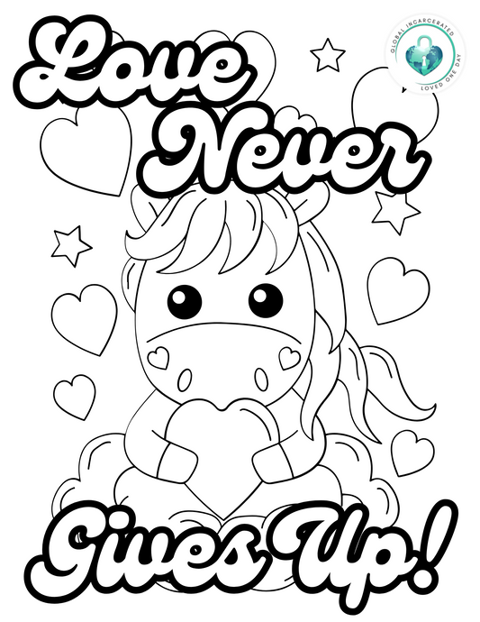 Love Never Gives Up Horse | Global Incarcerated Loved One Day | FREE Digital Download | Coloring Page