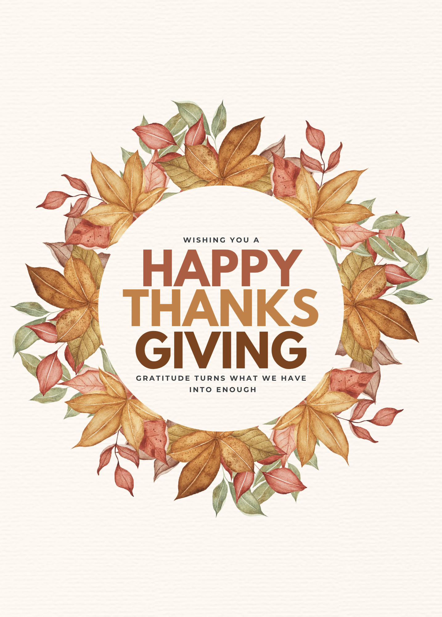 Gratitude Turns What We Have Into Enough | Thanksgiving Card