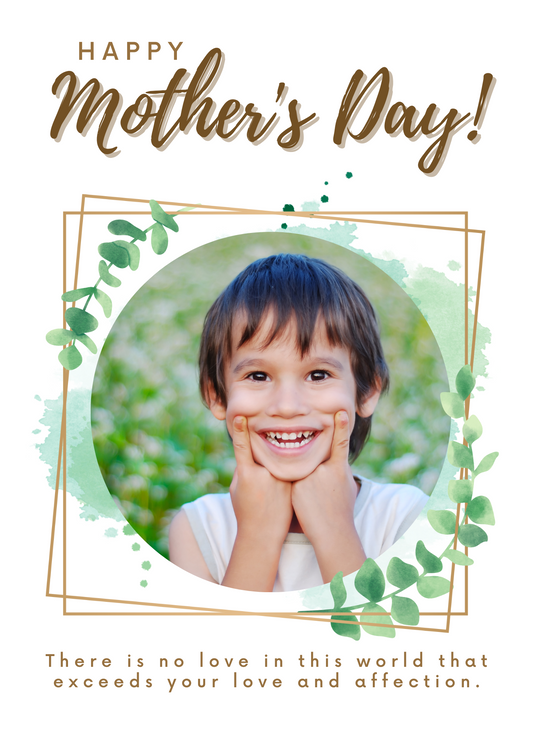 Happy Mother's Day Greenery Photo Card | Personalized Mother's Day Card