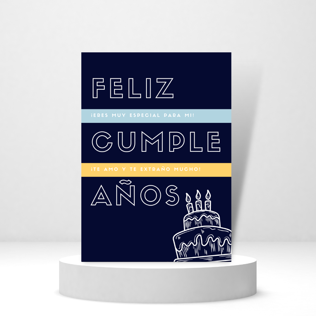 Feliz Cumpleaños (Spanish Greeting Card) - Tarjeta con mensaje personalizado incluido.