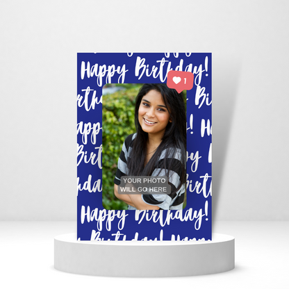 Happy Birthday Photo Card (Heart Emoji)- Personalized Greeting Card for Someone in Jail or Prison