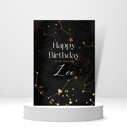 Happy Birthday to My Favorite Leo - Personalized Greeting Card for Someone in Jail or Prison