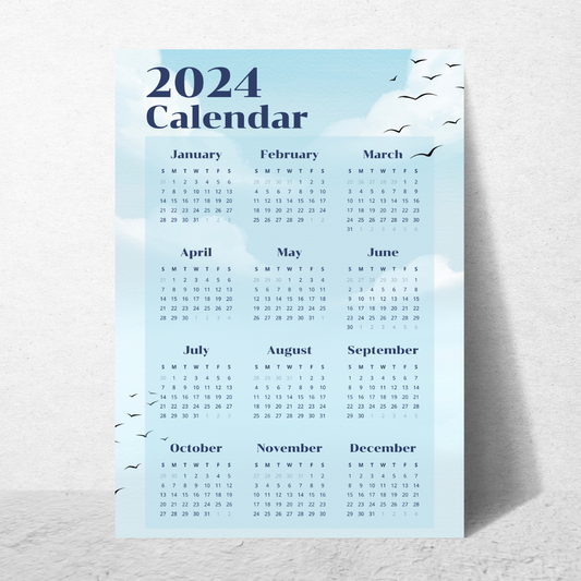 In the Clouds - (8.5x11) 12 Month 2024 Calendar for Someone in Jail or Prison