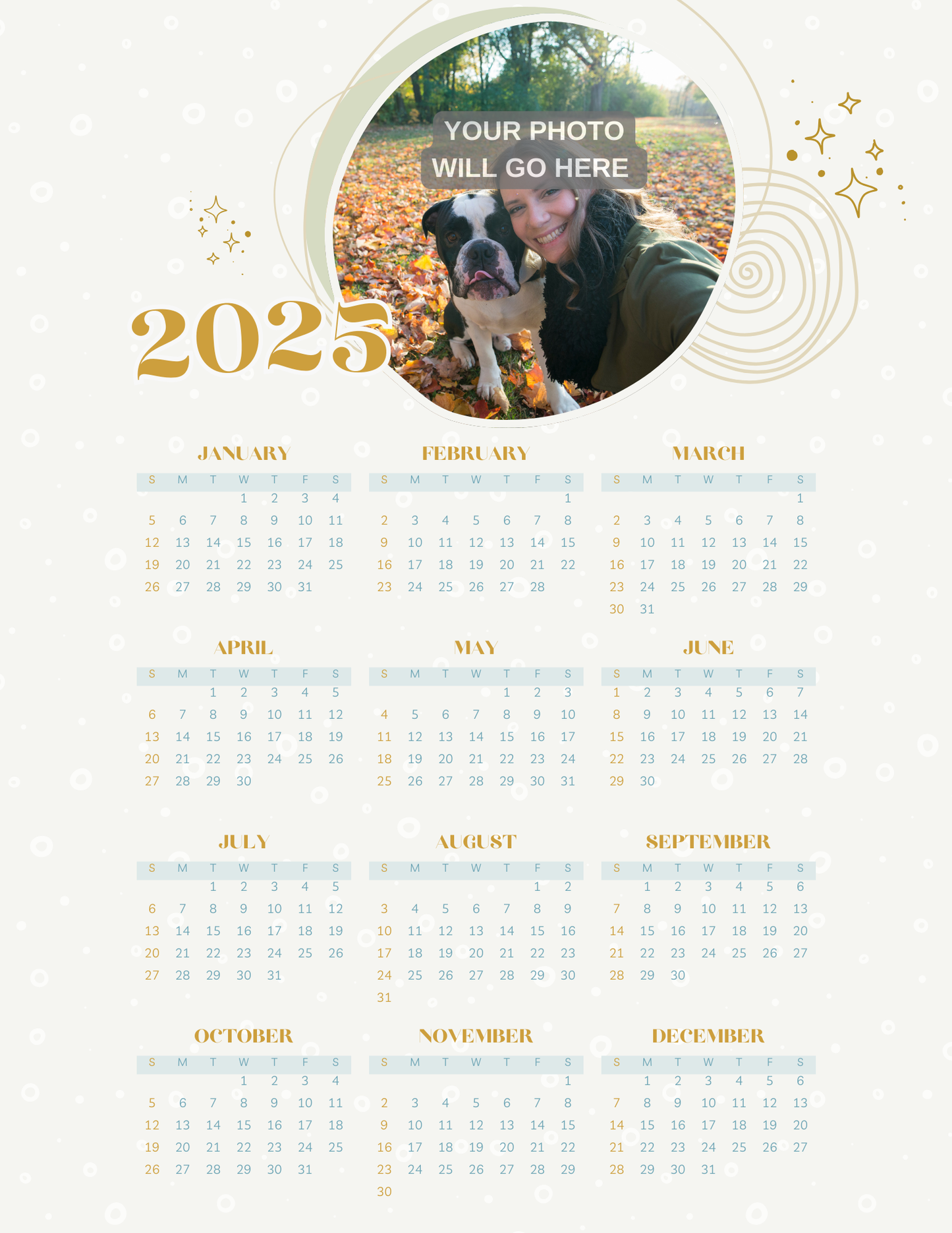 Personalized 2025 Photo Calendar - Beige