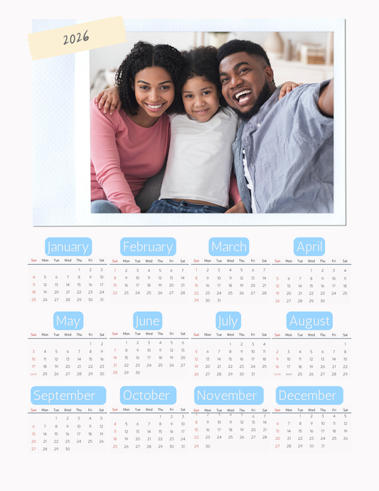 Baby Blue | 12-Month 2026 Photo Calendar