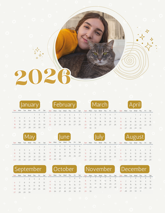 Gold | 12-Month 2026 Photo Calendar
