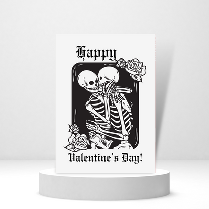 Skeletons Kissing | Happy Valentine's Day - Personalized Greeting Card for Someone in Jail or Prison