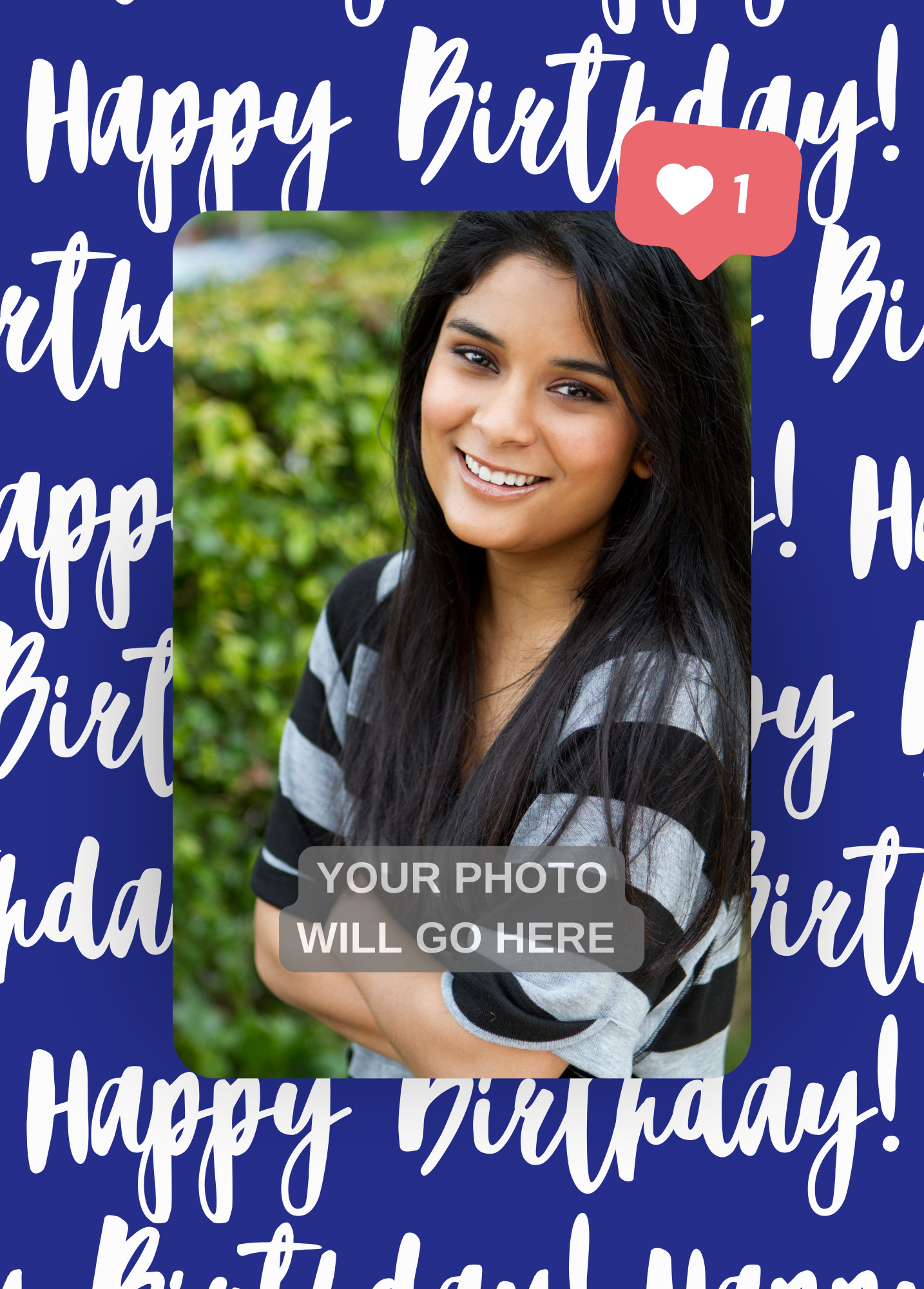 Happy Birthday Photo Card (Heart Emoji)- Personalized Greeting Card for Someone in Jail or Prison