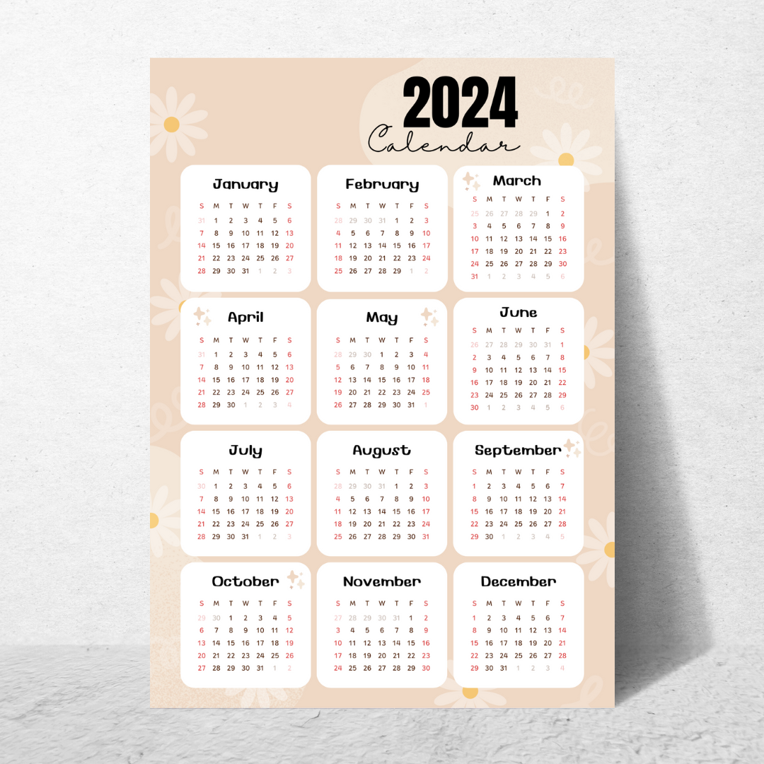 Flower Power - (8.5x11) 12 Month 2024 Calendar for Someone in Jail or Prison