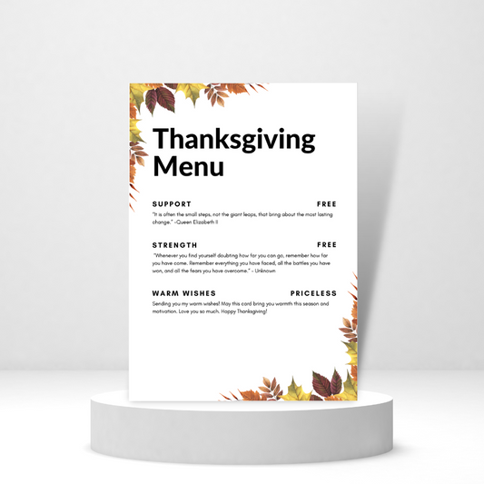 Thanksgiving Menu - Personalized Greeting Card for Someone in Jail or Prison