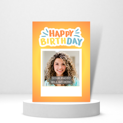 Happy Birthday Photo Card (Orange & Yellow) - Personalized Greeting Card for Someone in Jail or Prison