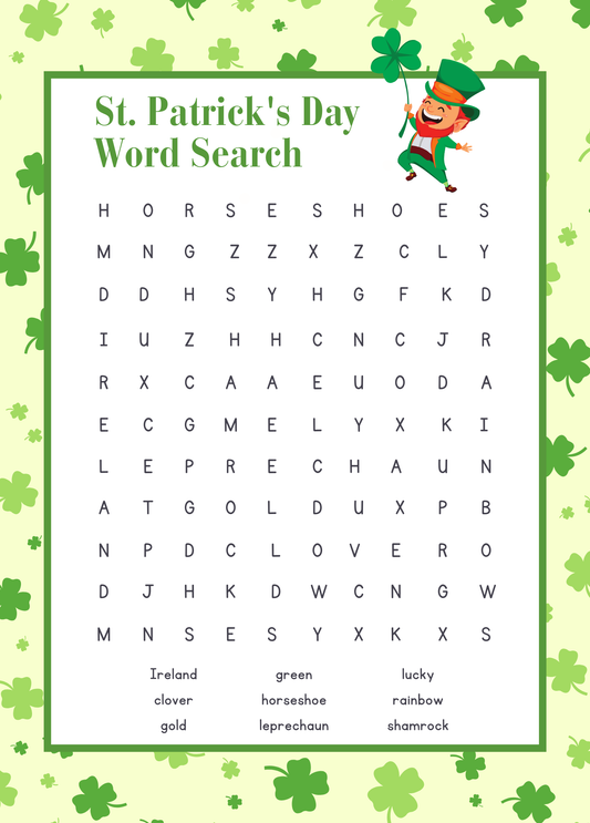 St. Patrick's Day Crossword Puzzle Card | St. Patrick's Day Card