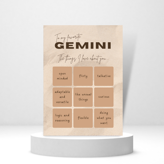 Gemini, The Things I Love About You - Personalized Greeting Card for Someone in Jail or Prison