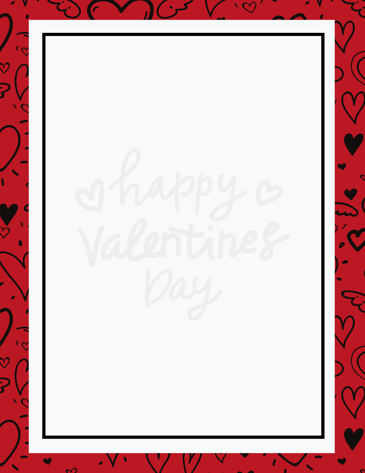 Red & Black Hearts | Happy Valentine's Day - Letter