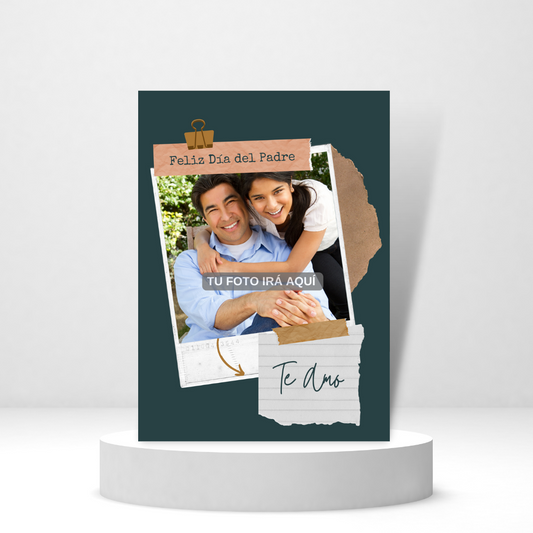 Feliz Dia Del Padre Tarjeta de Foto (Spanish Greeting Card) - Tarjeta con mensaje personalizado incluido.