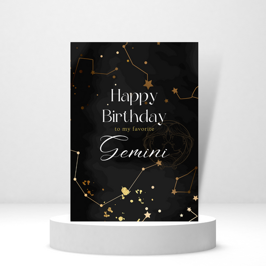 Happy Birthday to My Favorite Gemini - Personalized Greeting Card for Someone in Jail or Prison