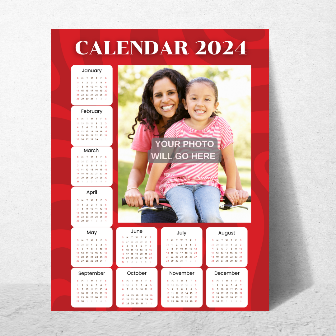 (8.5x11) Personalized 2024 Photo Calendar for Someone in Jail or Prison