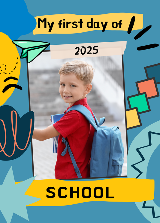 First Day of School Photo Card | Blue