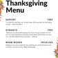 Thanksgiving Menu | Thanksgiving Card