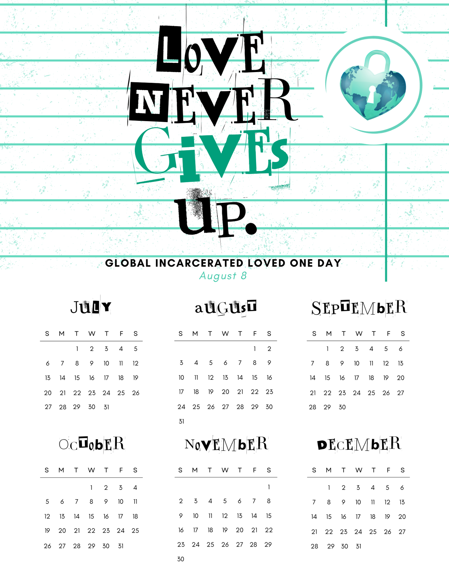Love Never Gives Up (Scrapbook Style) | GILO Day 6-Month Calendar