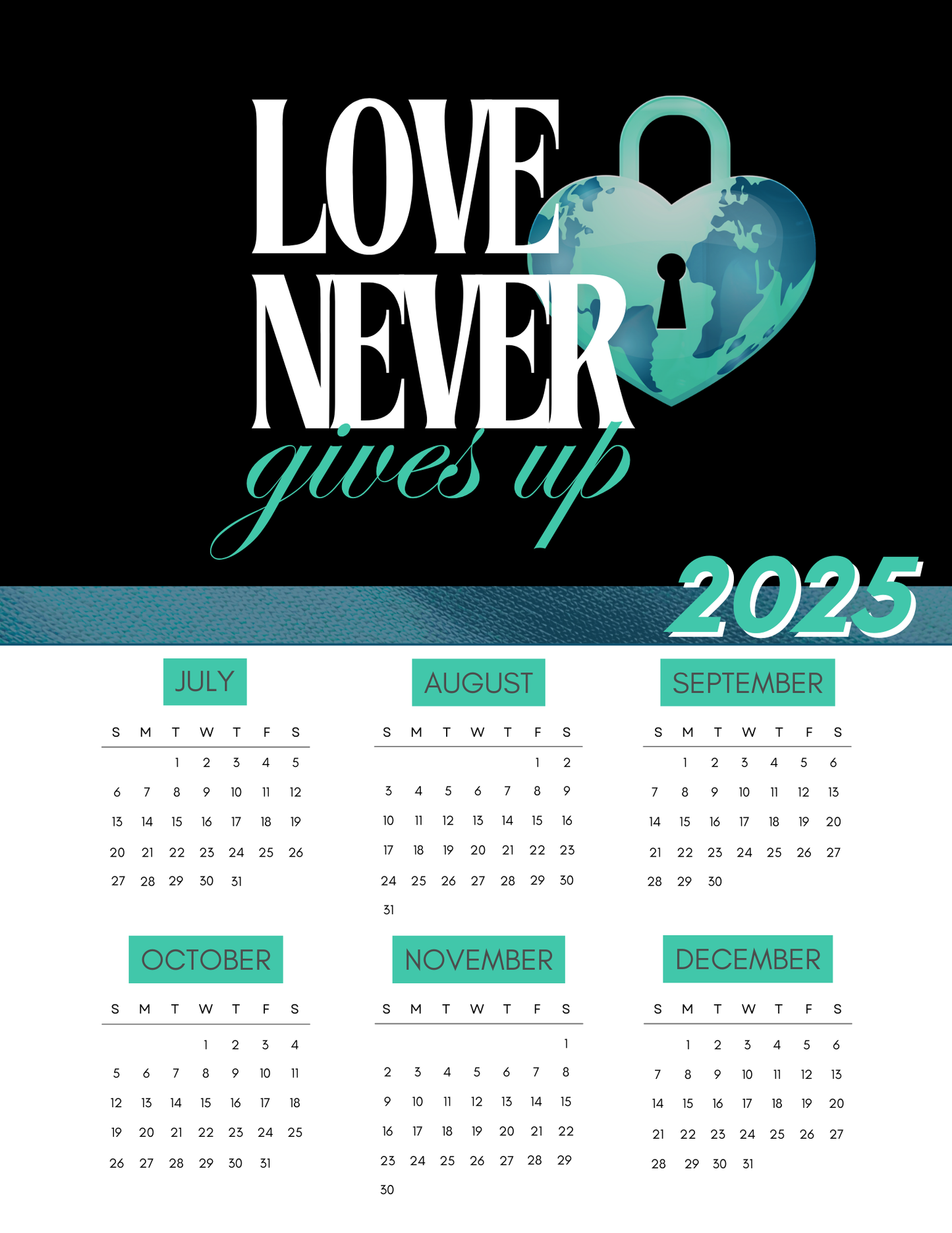 Love Never Gives Up | GILO Day 6-Month Calendar