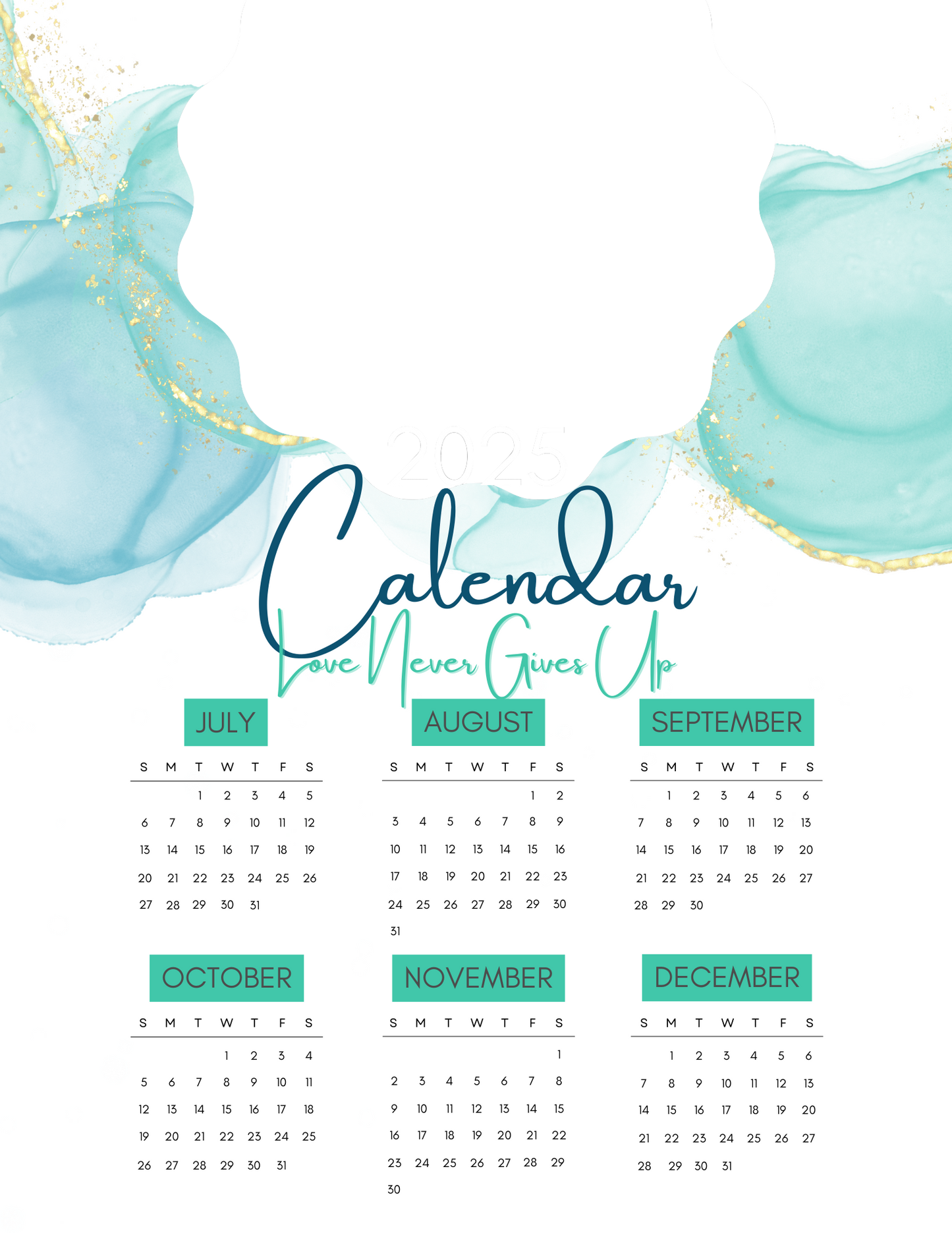 Love Never Gives Up (Watercolor) | GILO Day 6-Month Photo Calendar