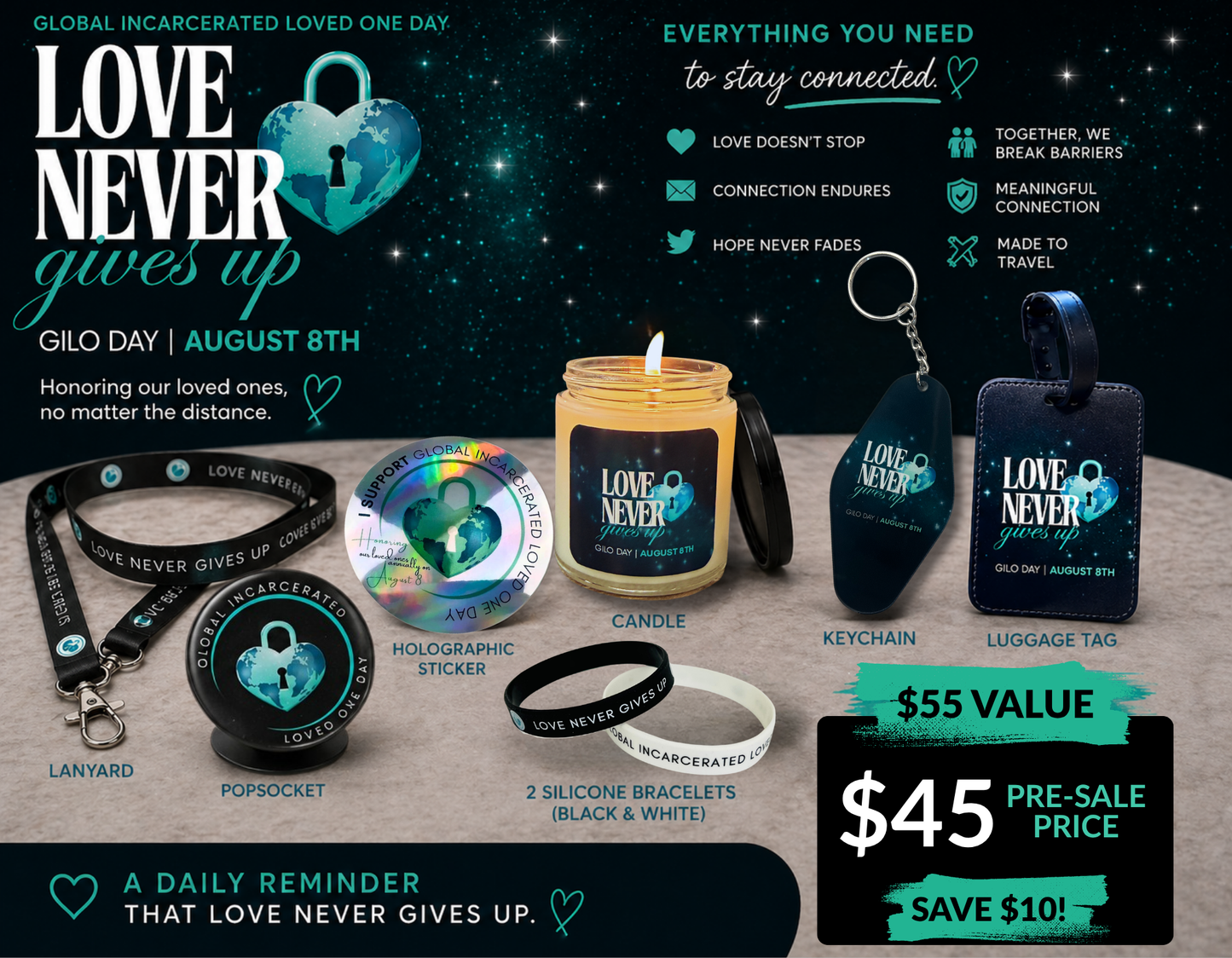 GILO Day Connection Kit | FREE Shipping Included | 7-Piece Set | Global Incarcerated Loved One Day | Prison Family Support