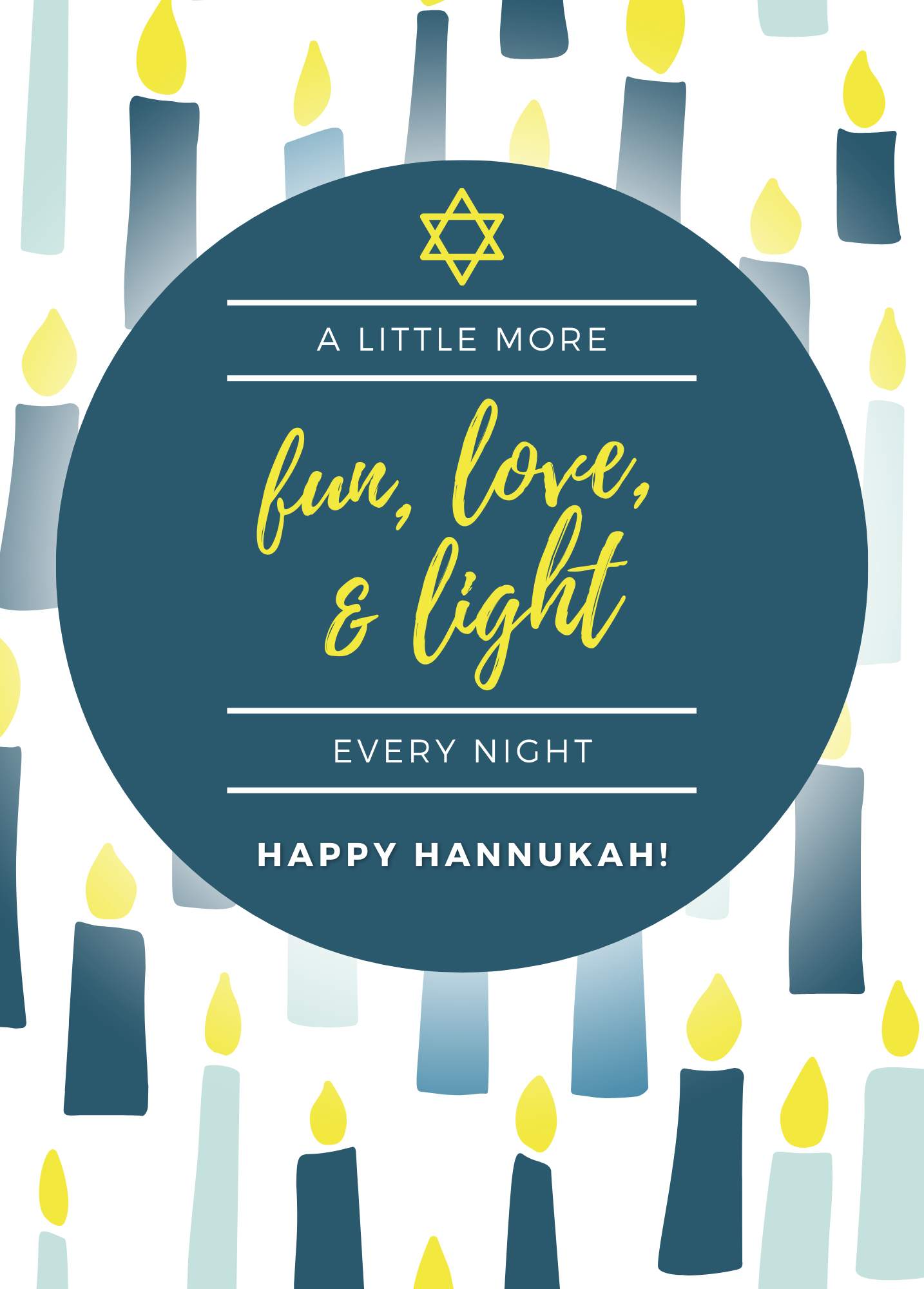 A Little More Fun, Love, and Light Every Night | Hannukah Card