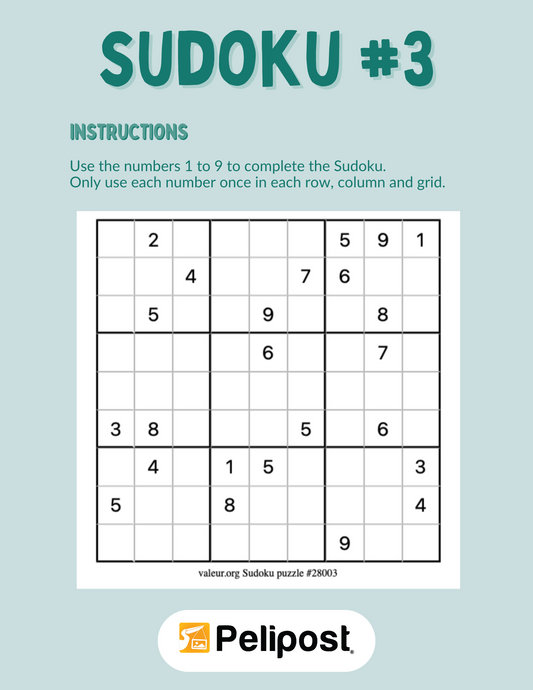 Sudoku #3 | FREE Digital Download