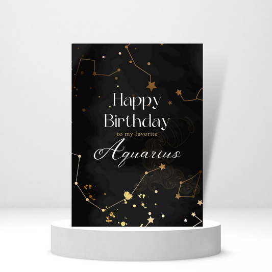 Happy Birthday to My Favorite Aquarius - Personalized Greeting Card for Someone in Jail or Prison